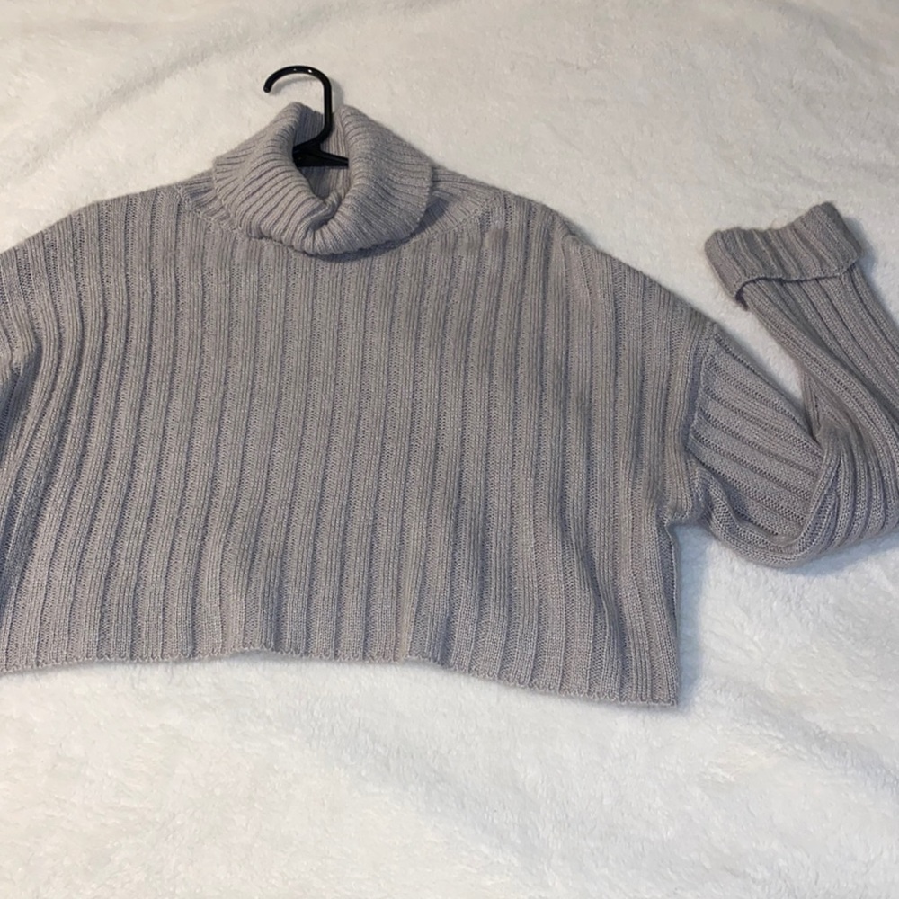 cropped turtle neck sweater